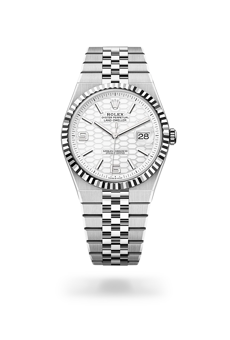 Rolex Land-Dweller Oyster, 40 mm, acciaio Oystersteel e oro bianco