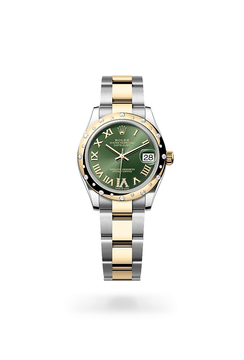 Rolex Datejust Oyster, 31 mm, acciaio Oystersteel, oro giallo e diamanti