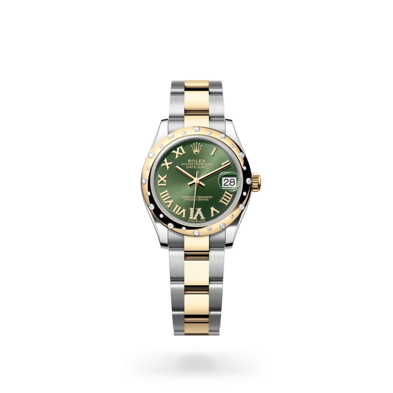 Rolex Datejust Oyster, 31 mm, acciaio Oystersteel, oro giallo e diamanti