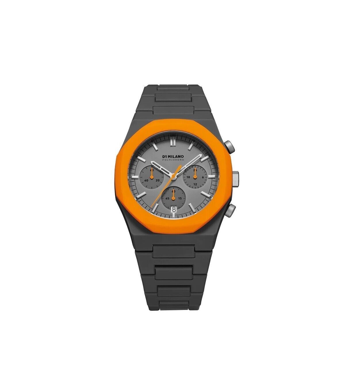 Immagine Crono policarbonato grigio ghiera arancio