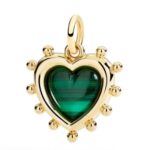 Ciondolo cuore argento dorato e malachite